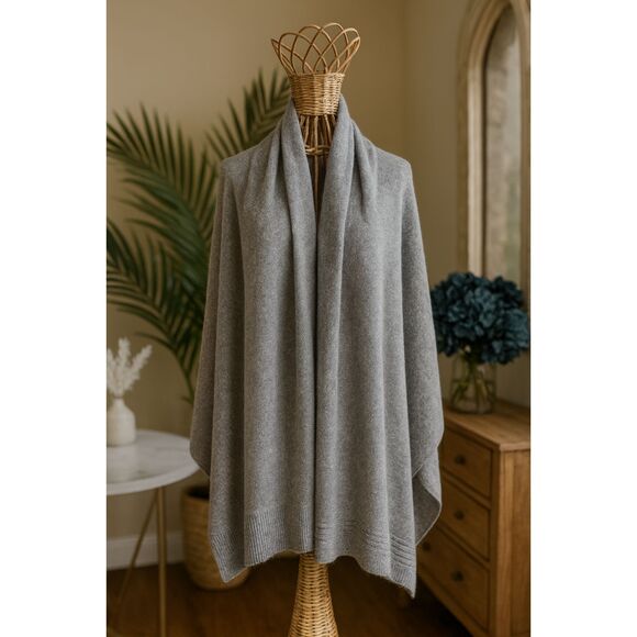 Halogen 100% Cashmere Travel Wrap Shawl Scarf – Gray – One Size – 74” Long - Picture 4 of 14